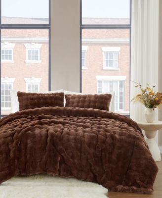 Bubble Faux Fur 3-Pc. Comforter Set, Full/Queen