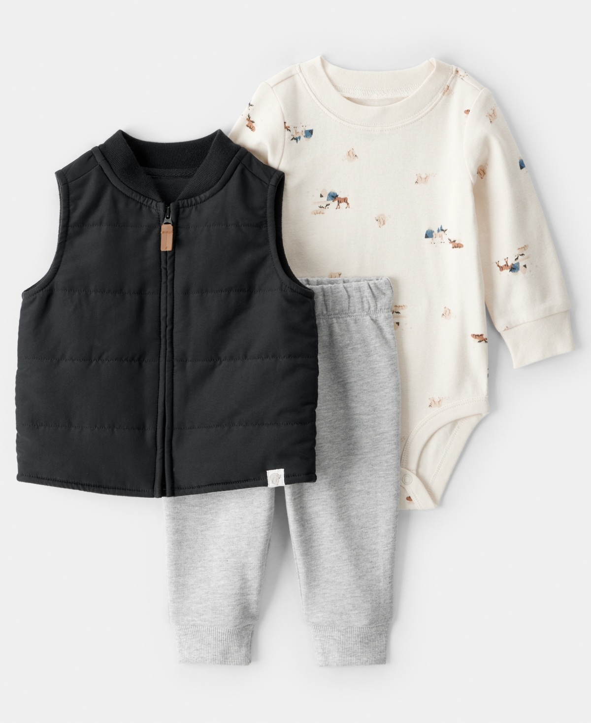Carter's Baby Boys 3-piece Sleeveless Vest, Bodysuit And Pants Set In Multi