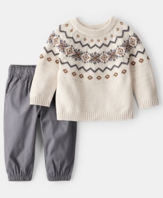 Carter's - Baby Boys 2-Piece Fair Isle Long-Sleeve Sweater and Pants Set