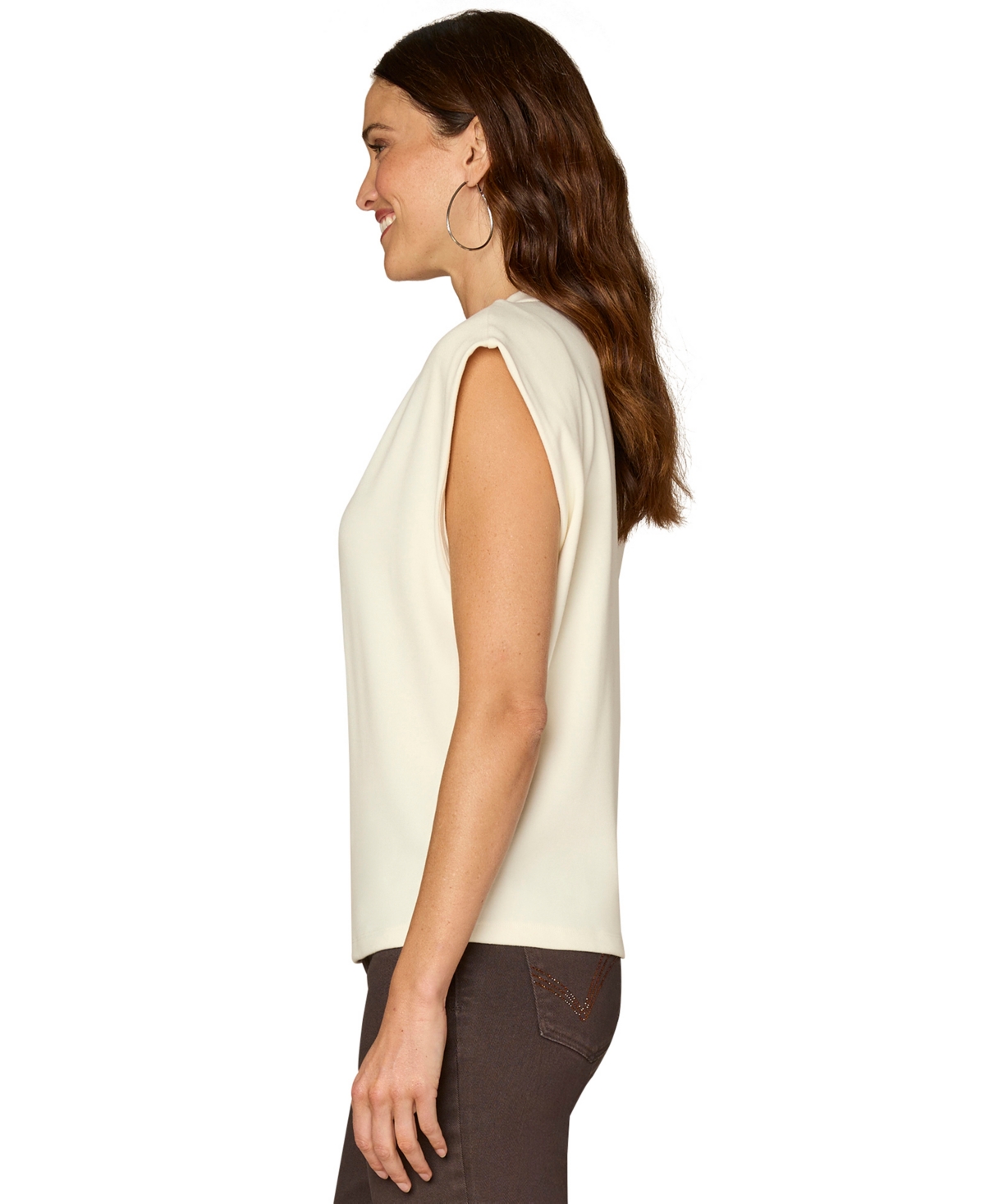 Democracy Women's Cap Sleeve Cut Out Knit Top