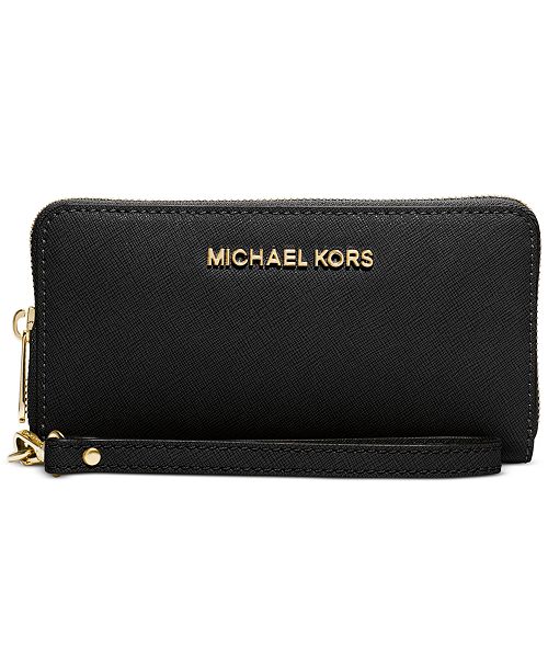 Michael Kors Saffiano Jet Set Travel Flat Multifunction Wallet - Handbags & Accessories - Macy&#39;s