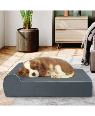 Memory Foam Orthopedic Dog Bed for Large Dogs w/ Headrest & Washable Cover