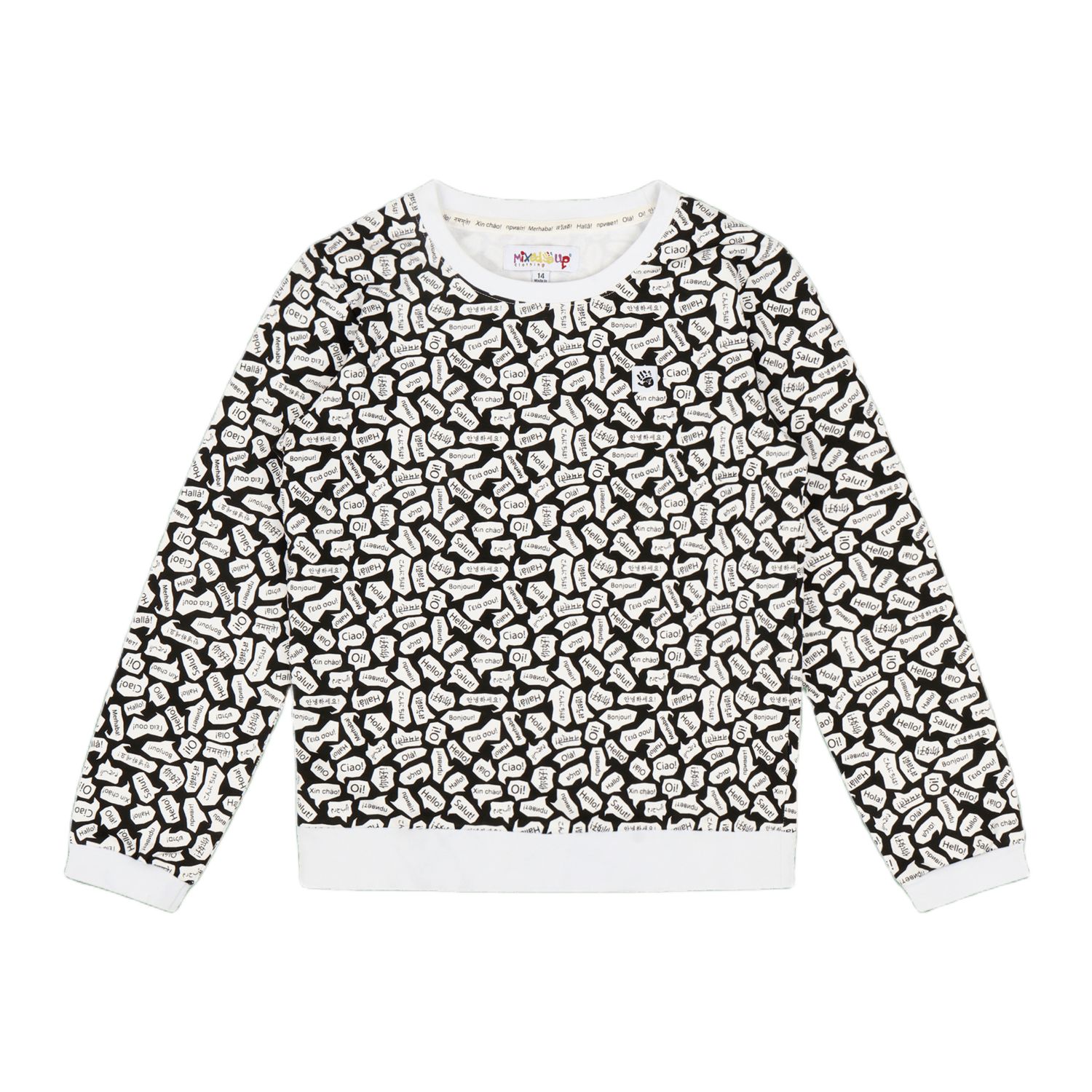 Kids Crewneck Sweatshirt and Jogger Pants Set - Black/White-Hello
