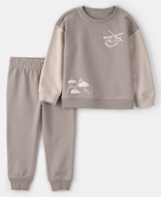 Carter's - Boys Toddler 2T-5T Helicopter French Terry Long-Sleeve Sweatshirt and Pants, 2-Piece Set