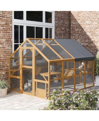 Large Catio Outdoor Cat Enclosure with Waterproof Cover,