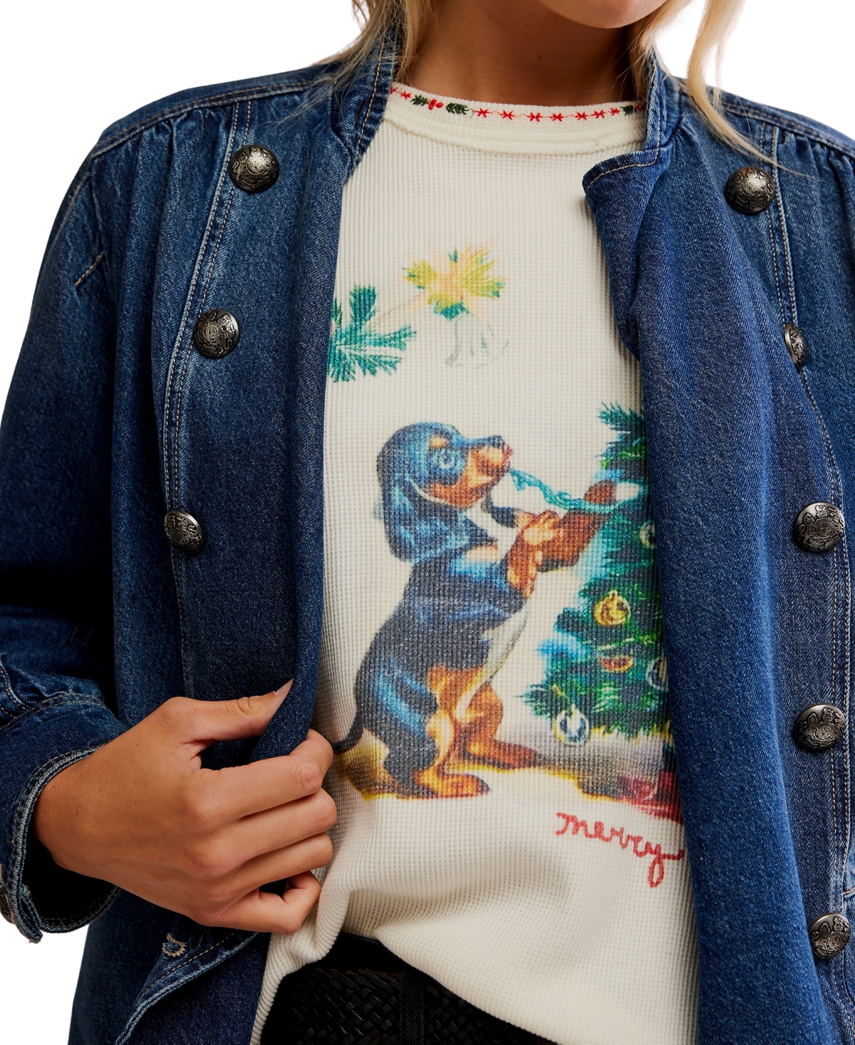 Free People Women's Merry Meowy Graphic Short-Sleeve T-Shirt