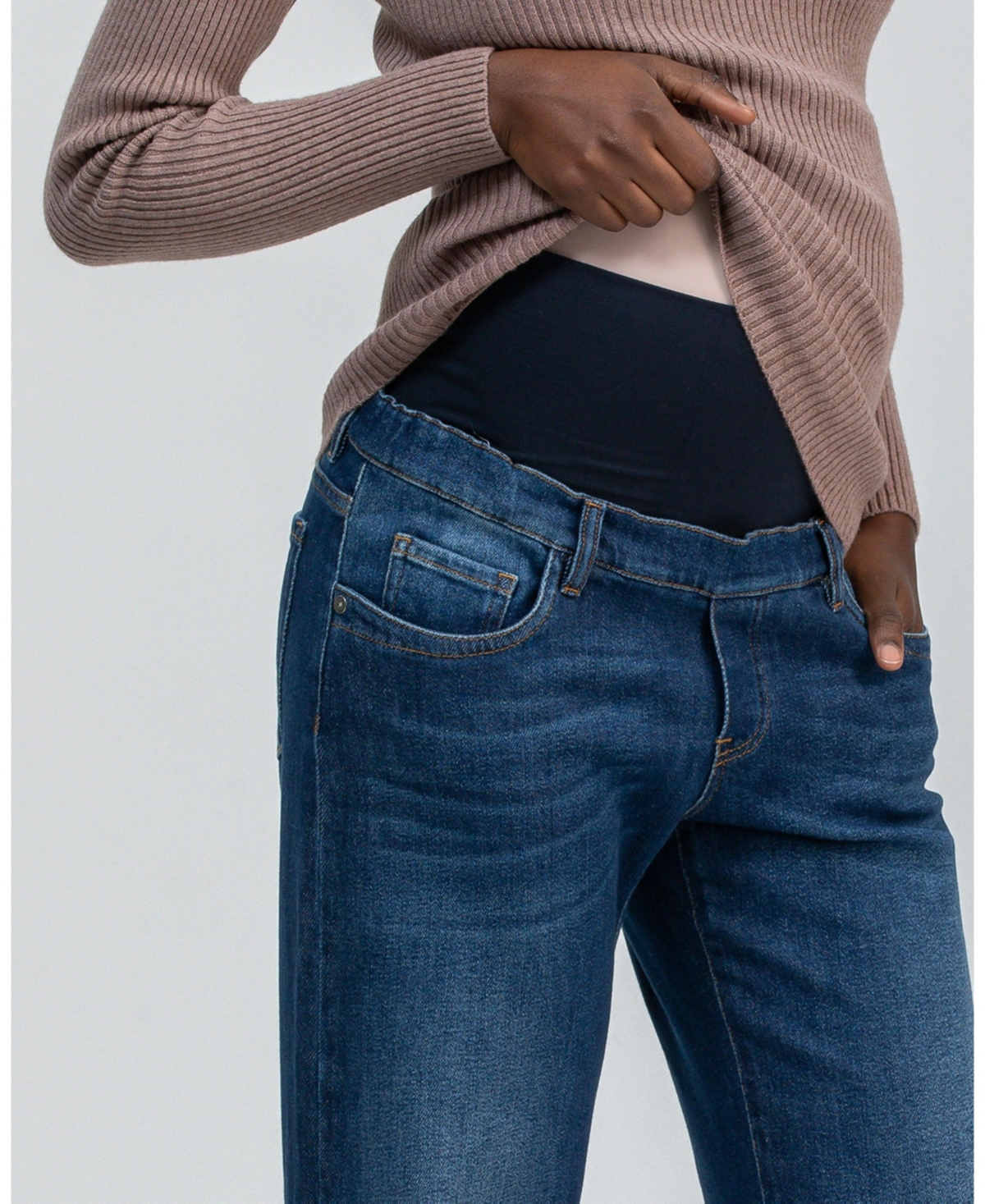 Pietro Brunelli Maternity Wide-Leg Dad Jeans w/ Stretchy High-Rise Belly Band