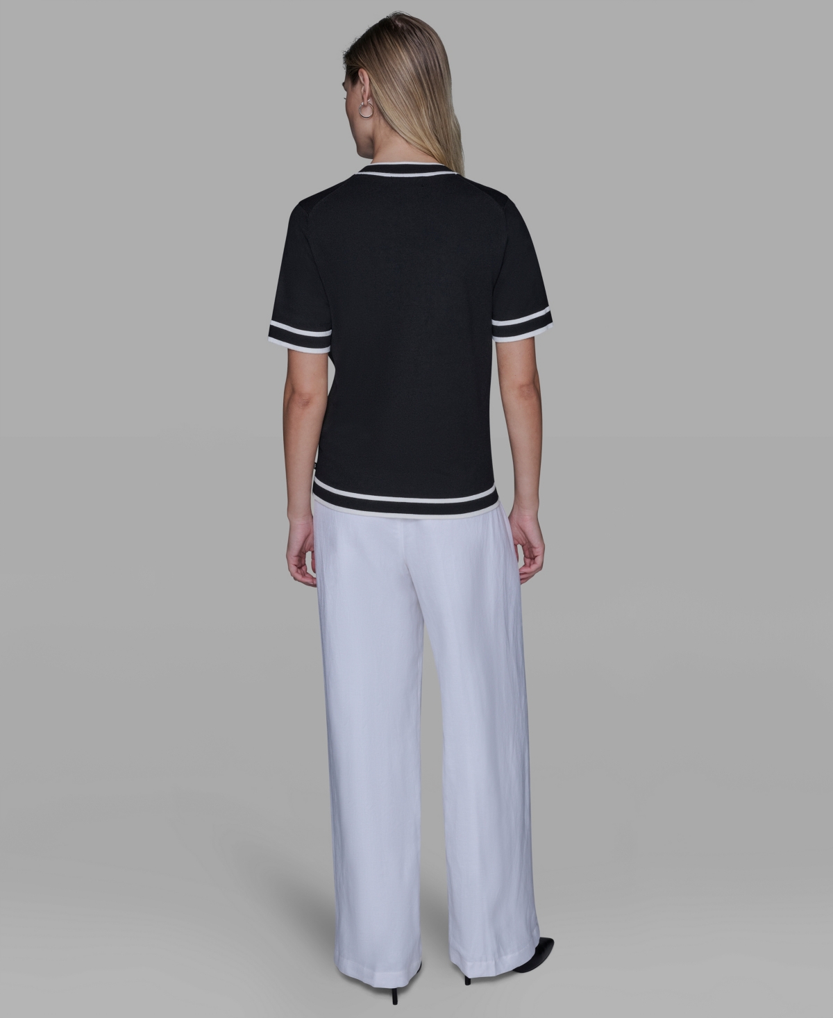 Karl Lagerfeld Women's Short-sleeve Sweater In Black