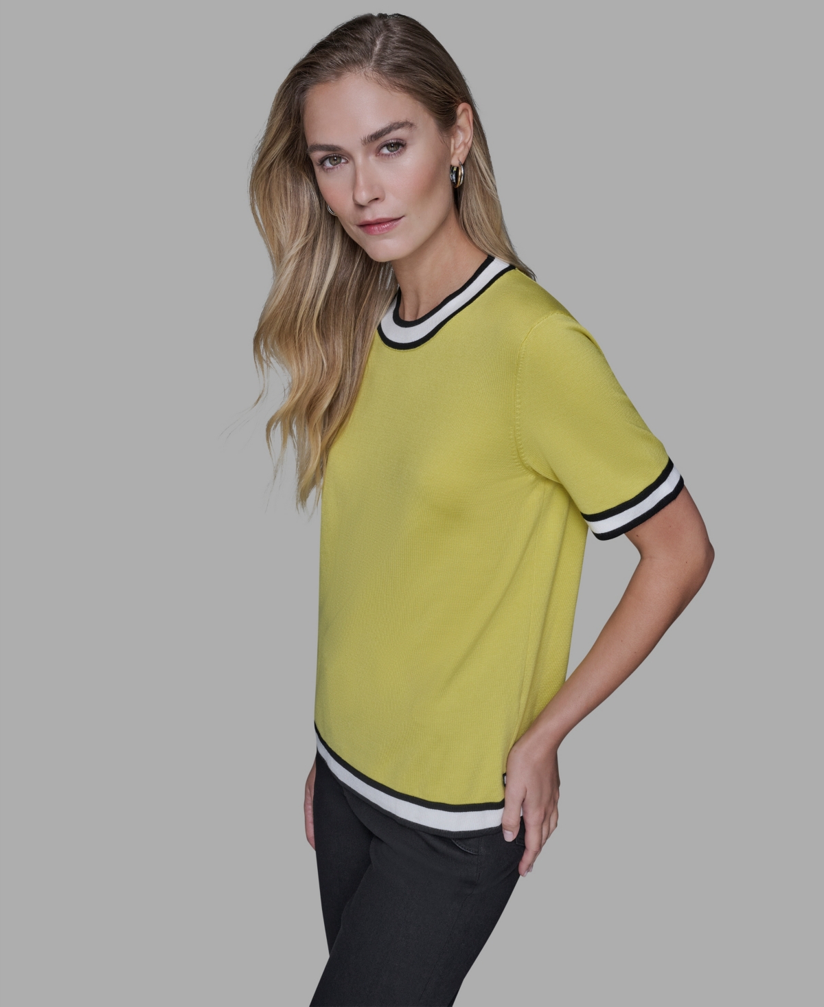 Karl Lagerfeld Women's Short-sleeve Sweater In Yellow