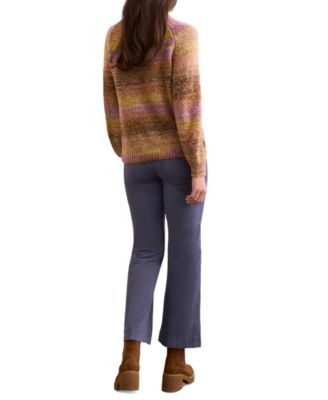 Women's Boucle Yarn Mock Neck Puff Sleeve Sweater