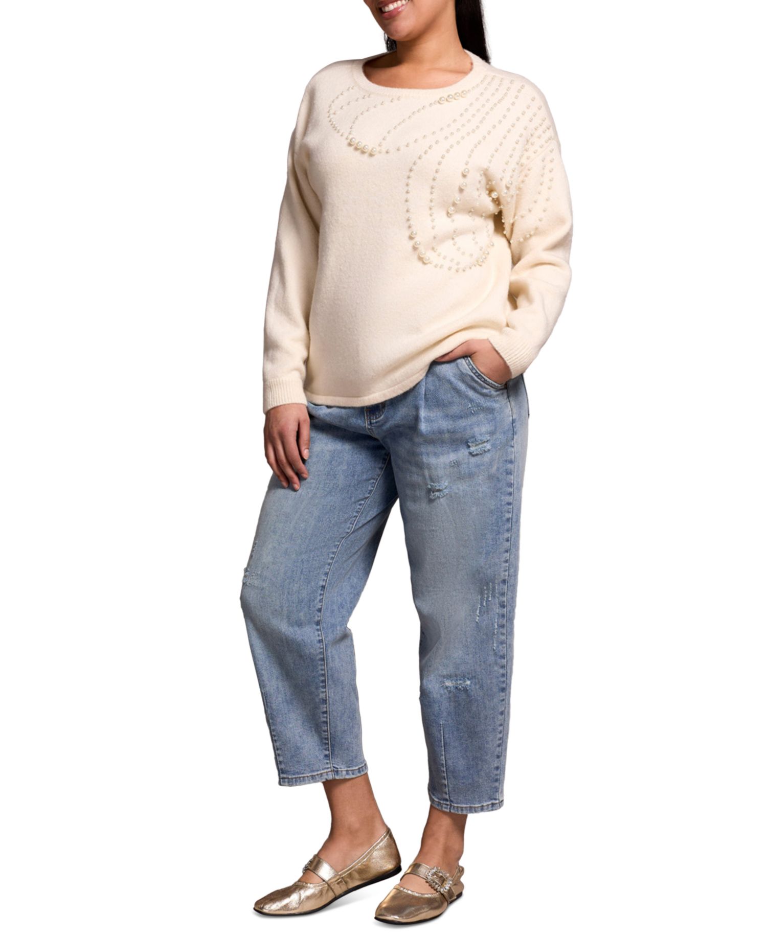 Women's Audrey Distressed Barrel Stretch Jeans