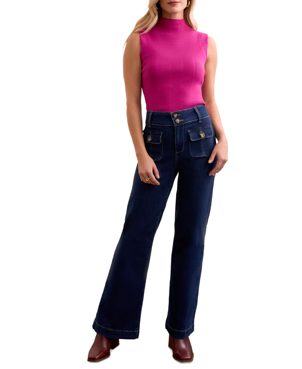 Tribal Women's Brooke Comfort Stretch High Rise Jeans - Deepwater