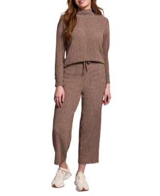 Women's Two Tone Crinkle Knit Pull On Barrel Pants