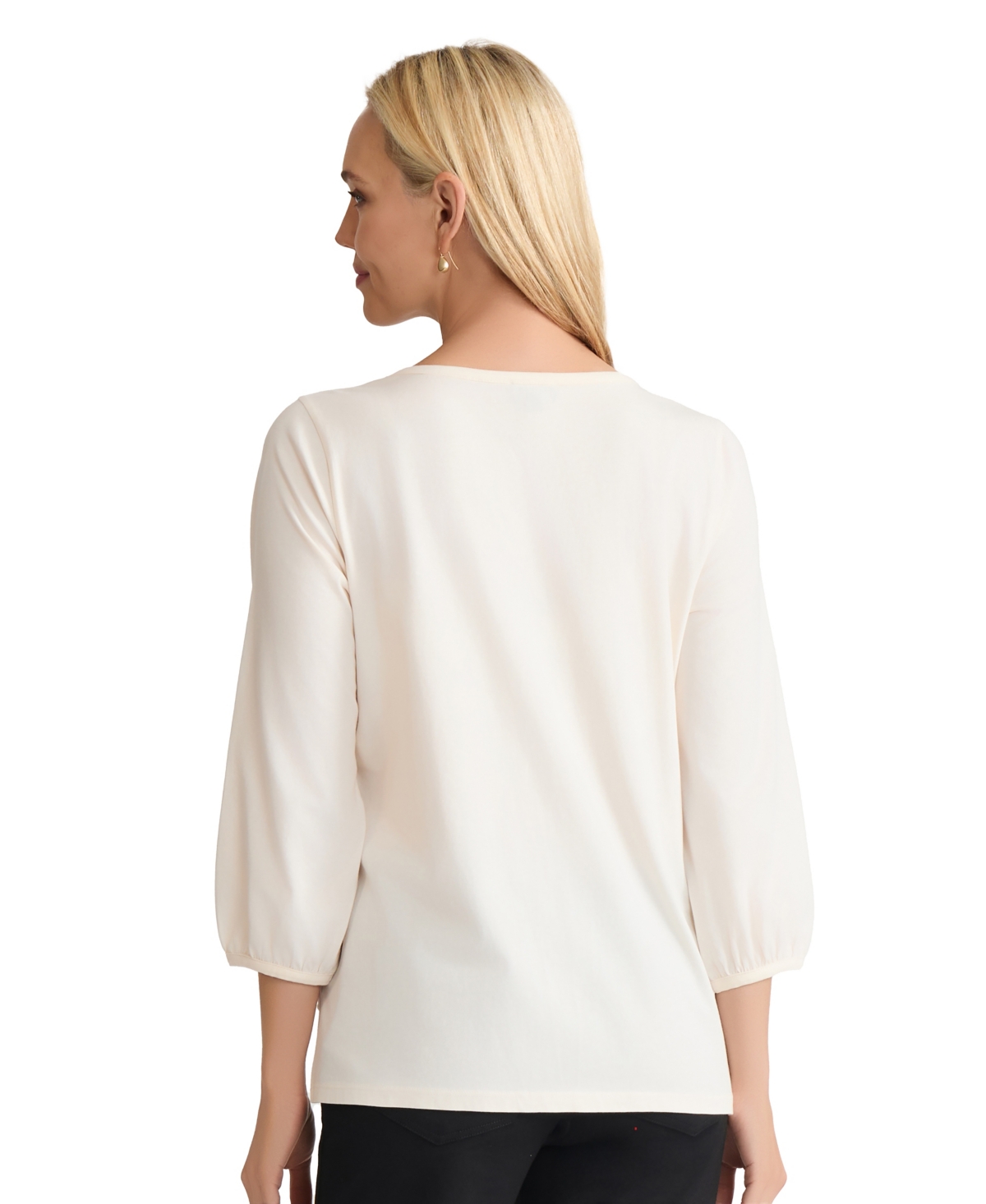 Jones New York Women's 3/4-sleeve Soutache Top In White