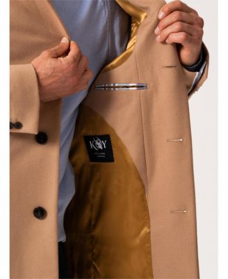 Men's Long Sleeve Wool Collared Coat