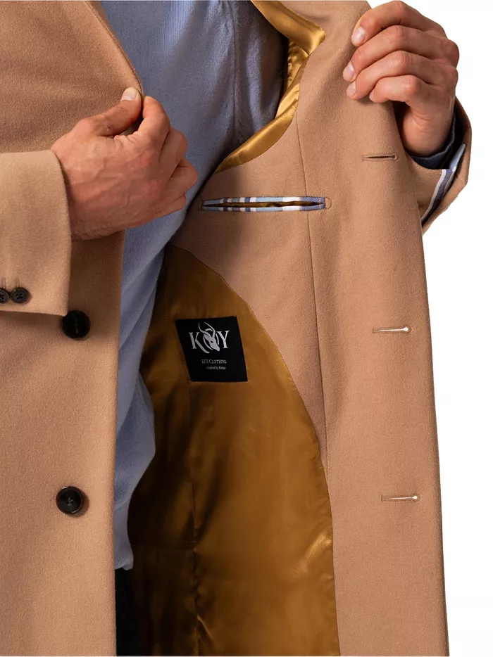 Men's Long Sleeve Wool Collared Coat - thumbnail 5