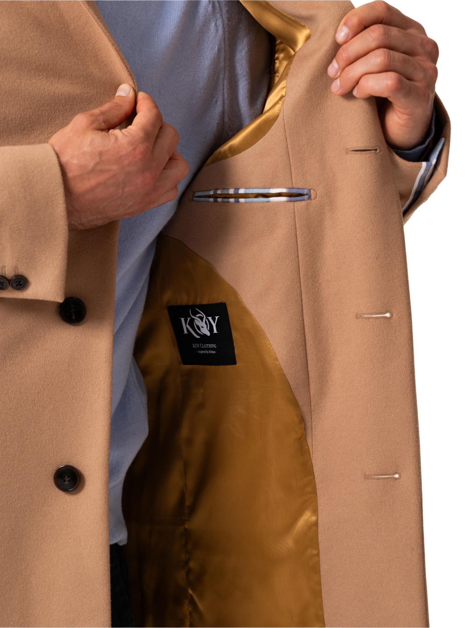Men's Long Sleeve Wool Collared Coat