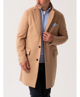 Men's Long Sleeve Wool Collared Coat