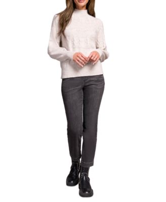 Women's Two Tone Mock Neck Sweater