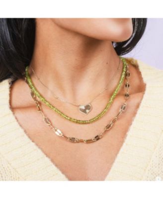Peridot Bead Necklace 14K Gold