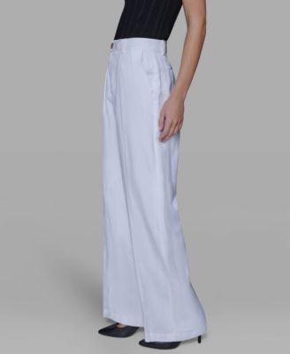 Women's Linen-Blend Straight Pocket Detail Pants