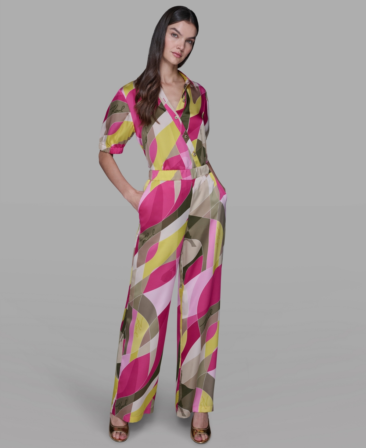 Karl Lagerfeld Women's Printed Pull-on Pants In Multi