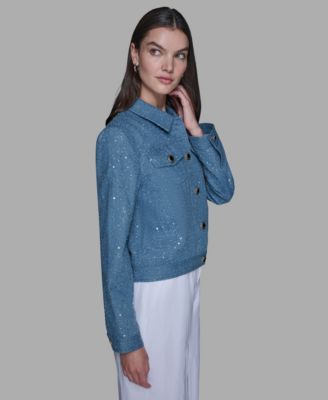 Women's Button Front Sequin Detail Jacket