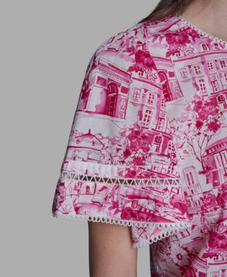 Women's Printed Trim Detail Top