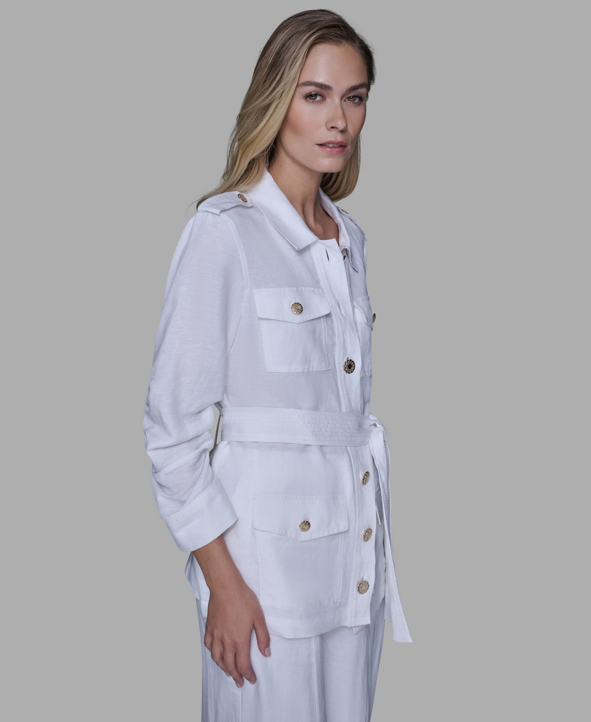 Karl Lagerfeld Women's Belted Jacket In White