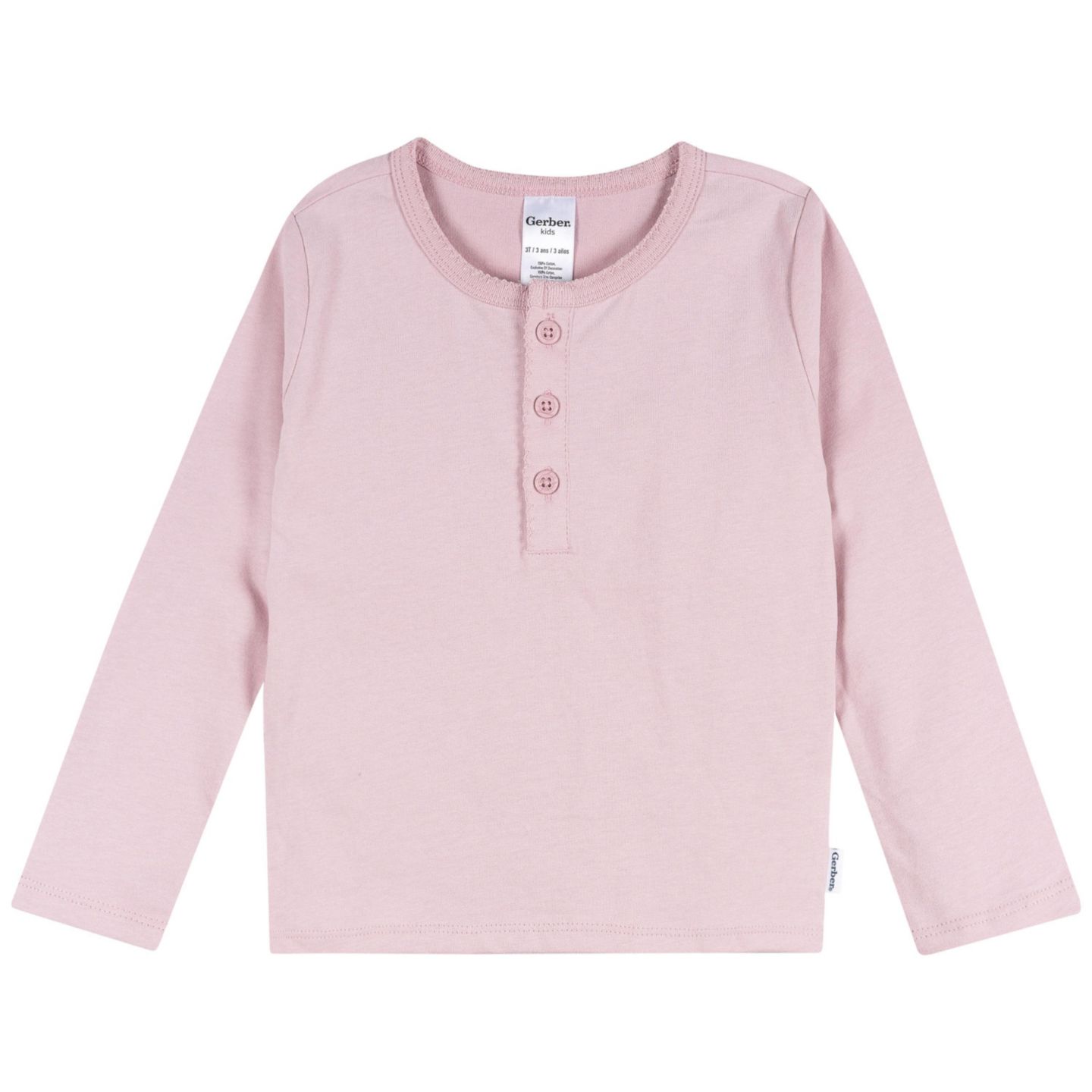 Рубашки Gerber 3-Pack Long Sleeve Shirts, Navy/Oatmeal/Violet, 5T для девочек-малышей, цвет: Тёмно-синий — фото 2