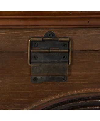 Small Wooden Arch Storage Trunk, Stained Wood with Decorative Arches, Brown