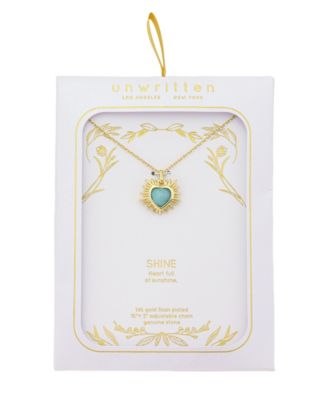 Cubic Zirconia And Amazonite Stone Heart Pendant Necklace