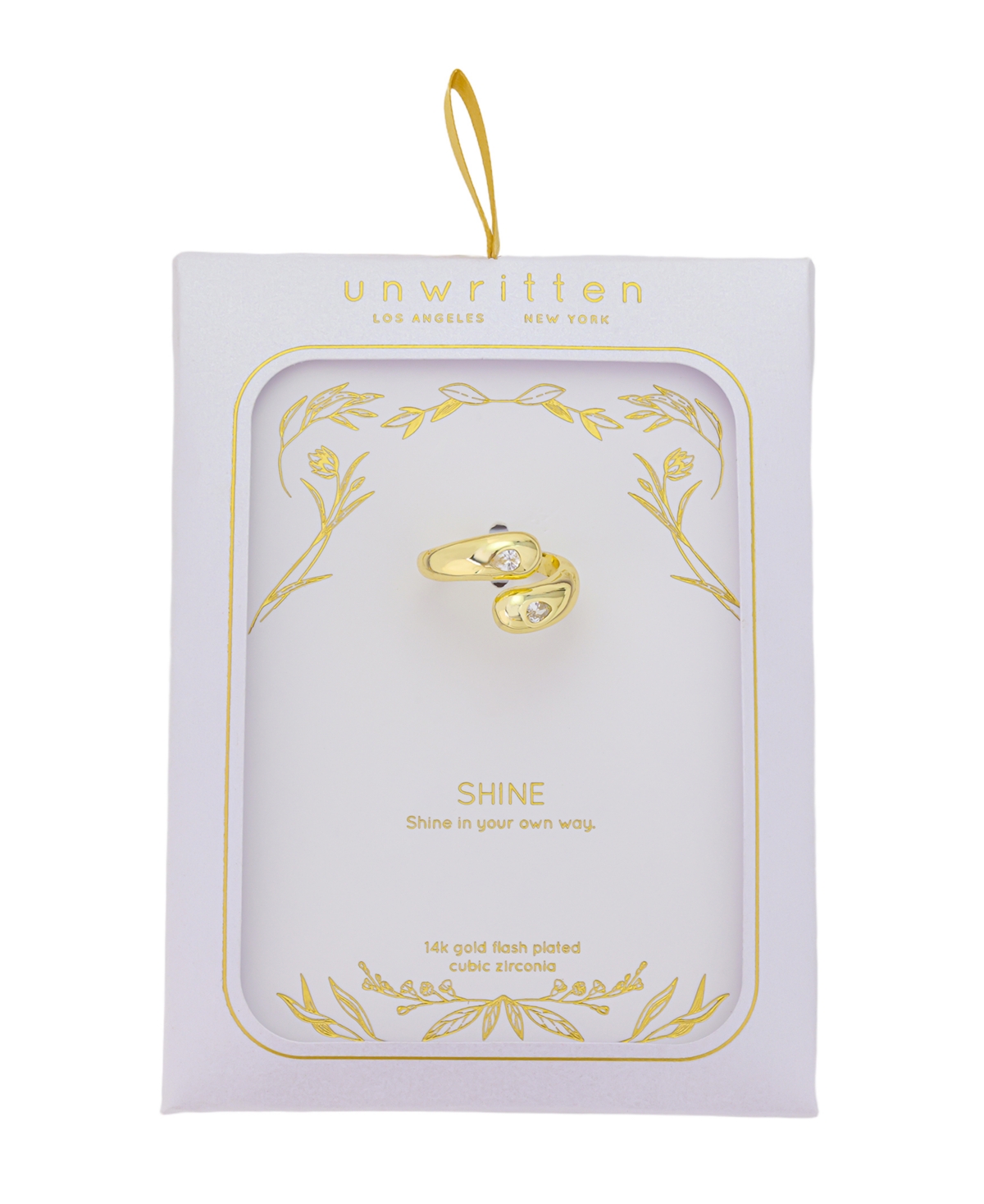 Unwritten Puffed Double Teardrop Cubic Zirconia By Pass Ring