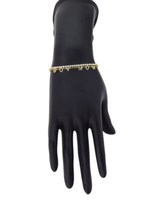 "Boy Mom" Cubic Zirconia Chain Double Strand Bolo Bracelet
