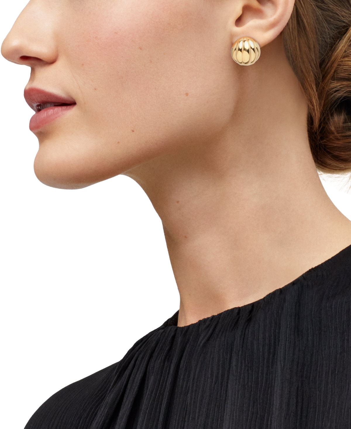 Macy's Half Ball Stud Earrings In 18k Yellow Gold-plated Sterling Silver In Gold