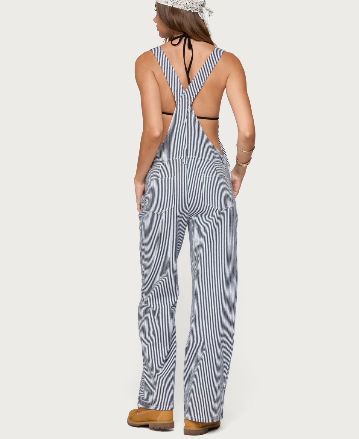 Edikted Women's Tamsin Striped Denim Overalls
