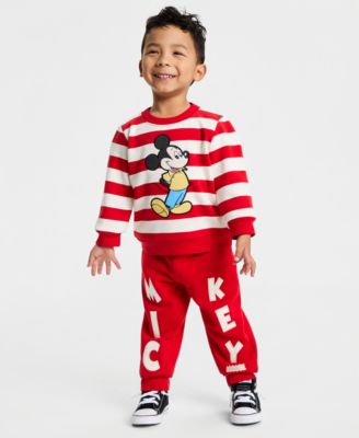 Toddlers Mickey Mouse Striped Sweatshirt & Jogger Pant Set, Macy's Exclusive