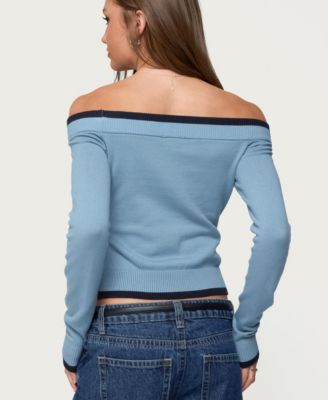 Women's Kezzie Contrast Off Shoulder Knit Top
