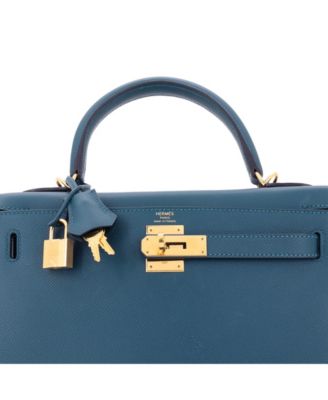 Kelly 28 Handbag Blue Epsom with Gold Hardware