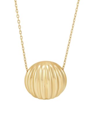 Macy's - Polished Half Ribbed Bead Pendant Necklace in 10k Yellow Gold