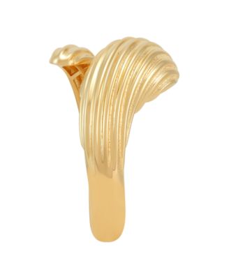 Polished Graduated Ribbed Bypass Ring in 10k Yellow Gold