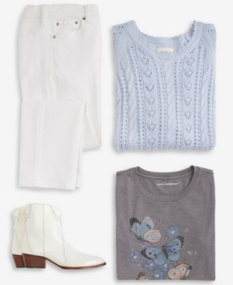 Women's Pointelle Crewneck Long-Sleeve Sweater