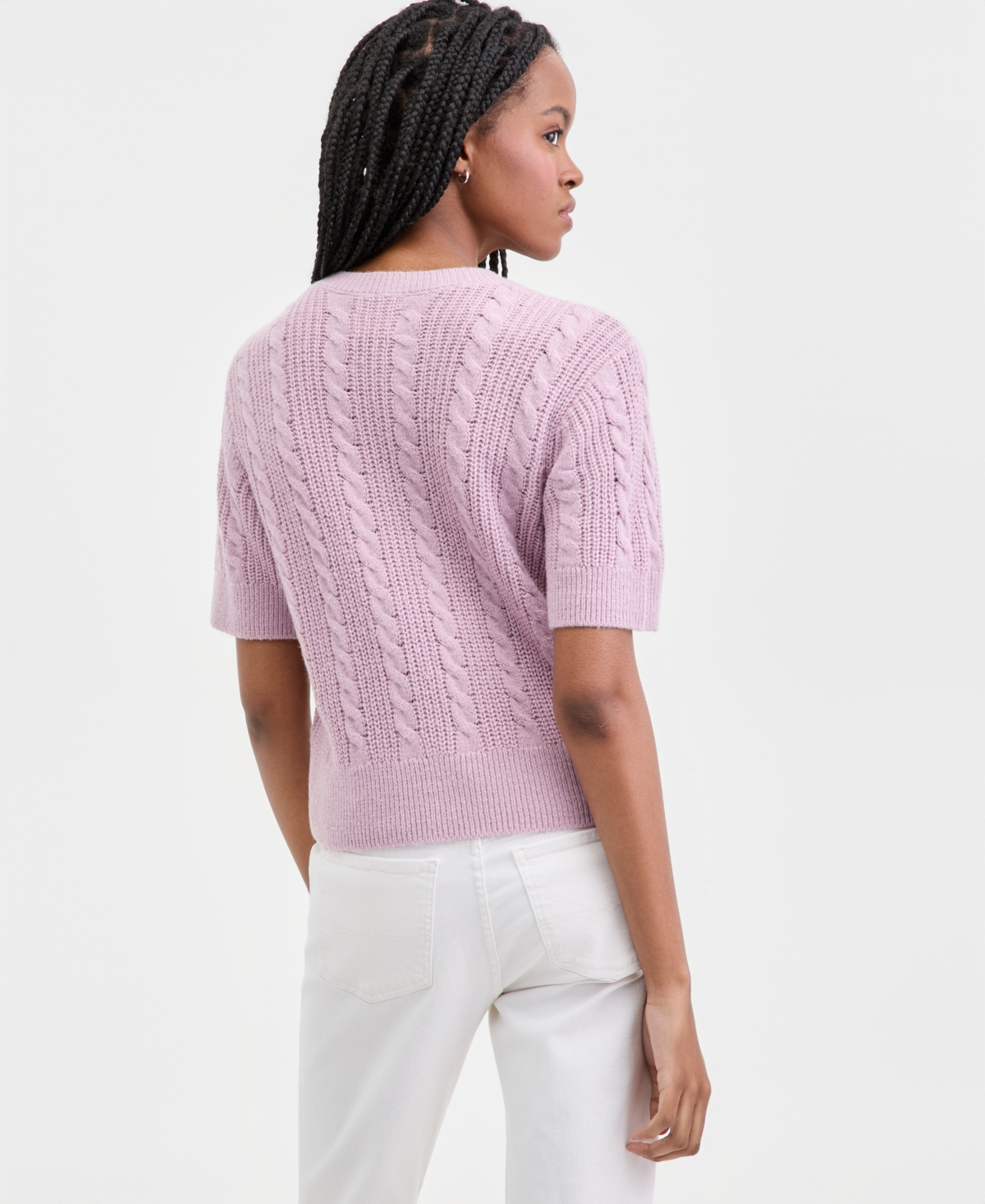 Lucky Brand Women's Short-Sleeve Cable-Knit Cardigan