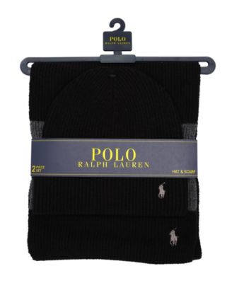 Men's 2-Piece Rugby Stripe Hat and Scarf Gift Set