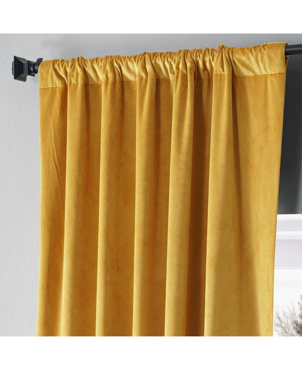 Half Price Drapes Sophomore Gold Signature Plush Velvet Hotel Blackout Curtain