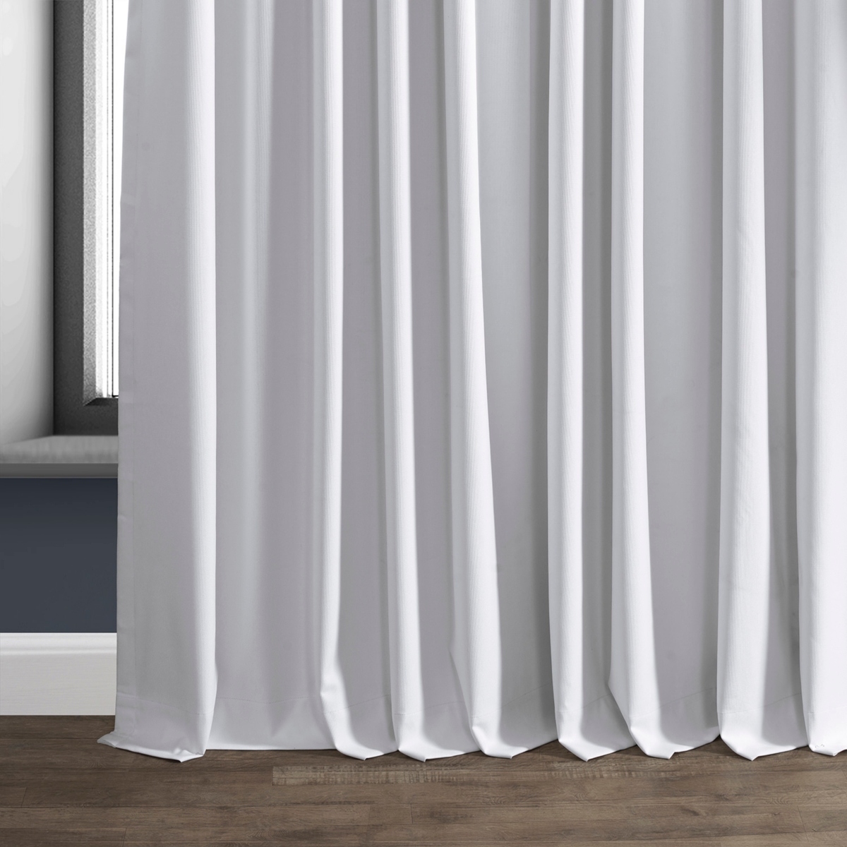 Half Price Drapes White Extra Wide Performance Linen Hotel Blackout Curtain