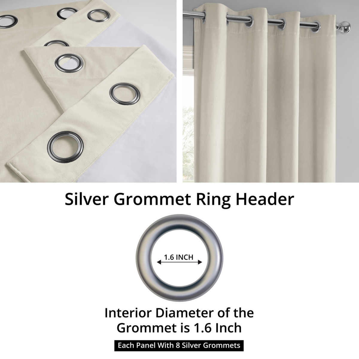 Half Price Drapes Porcelain White Grommet Signature Velvet Blackout Curtain