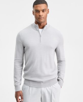 Men's Long-Sleeve Half-Zip Merino Sweater, Created for Macy's