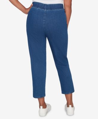 Petite Hilton Head Cross Stitch Flower Embroidery Ankle Pants