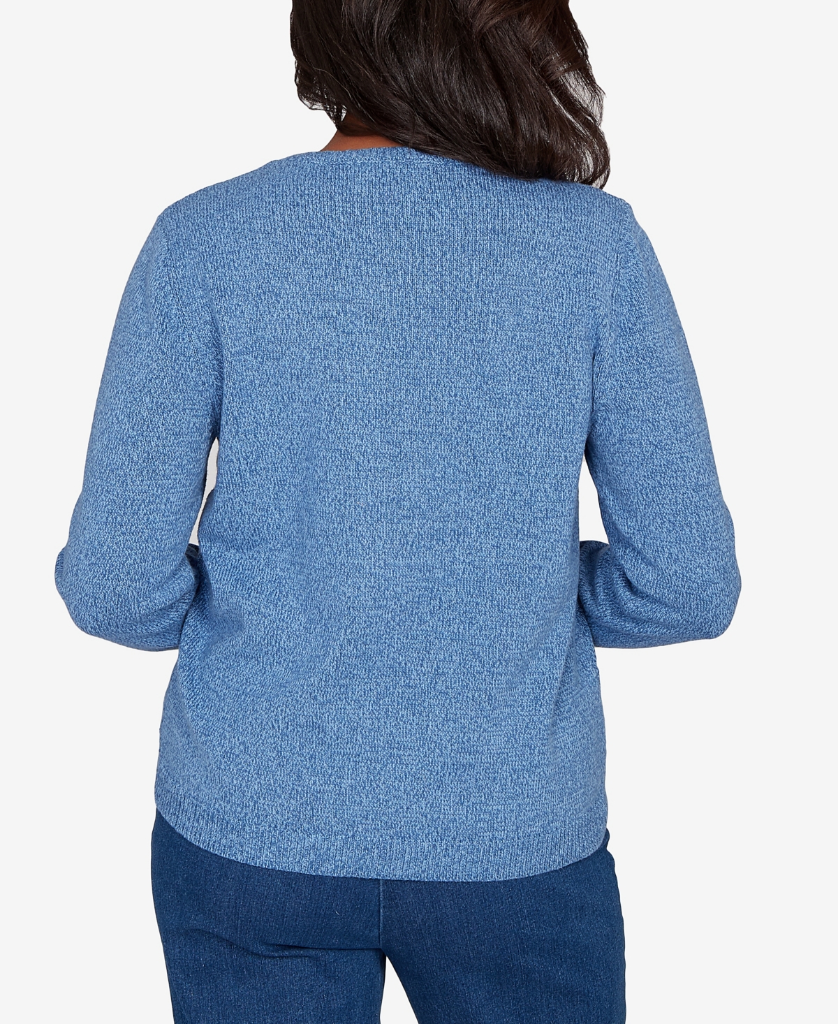 Alfred Dunner Petite Hilton Head Center Embroidery Accent Sweater